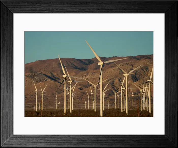 Framed Print : A wind farm is shown in Movave, California Framed Print : A wind farm is shown in Movave, California