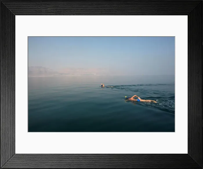 Framed Print : Environmental activists take part in The Dead Sea Swim Challenge Framed Print : Environmental activists take part in The Dead Sea Swim Challenge