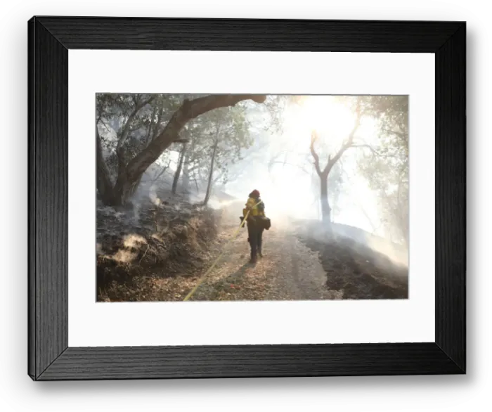 Framed Print : Firefighters work to control a wildfire in Sonoma, California Framed Print : Firefighters work to control a wildfire in Sonoma, California