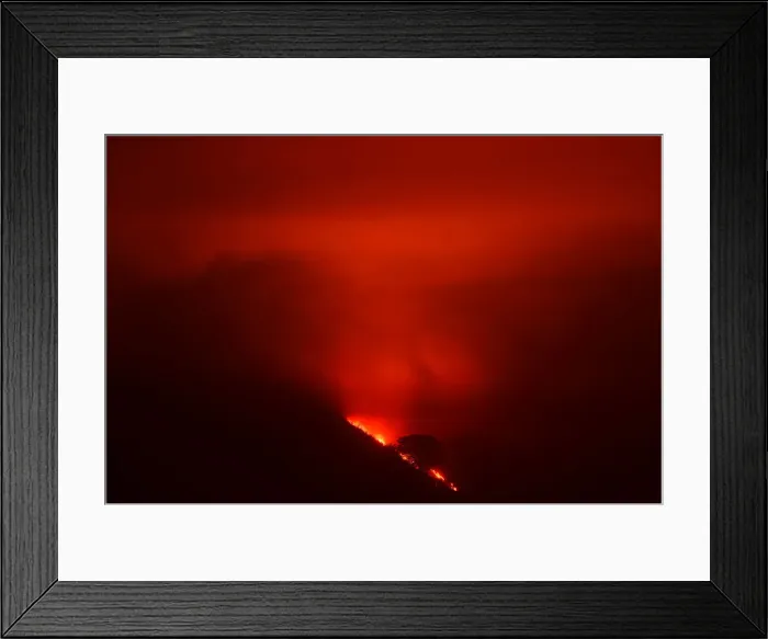 Framed Print : The Soberanes Fire burns down a hillside towards the Rancho San Carlos community in Framed Print : The Soberanes Fire burns down a hillside towards the Rancho San Carlos community in