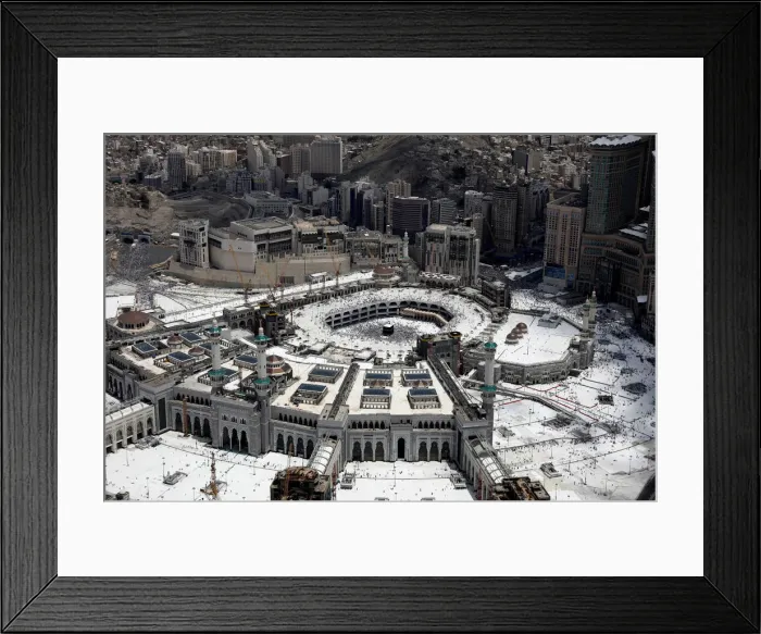 Framed Print : An aerial view of Kaaba at the Grand mosque in the holy city of Mecca Framed Print : An aerial view of Kaaba at the Grand mosque in the holy city of Mecca