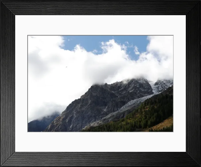 Framed Print : A segment of the Planpincieux glacier is seen on the Italian side of the Mont Blanc