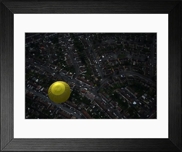 Framed Print : Balloon flies over rooftops in Bristol Framed Print : Balloon flies over rooftops in Bristol