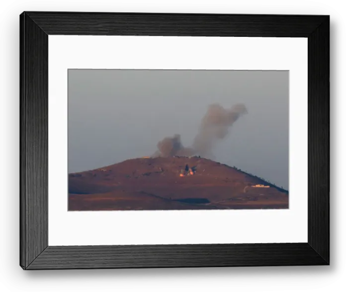 Framed Print : Smoke rises from Quneitra area Framed Print : Smoke rises from Quneitra area