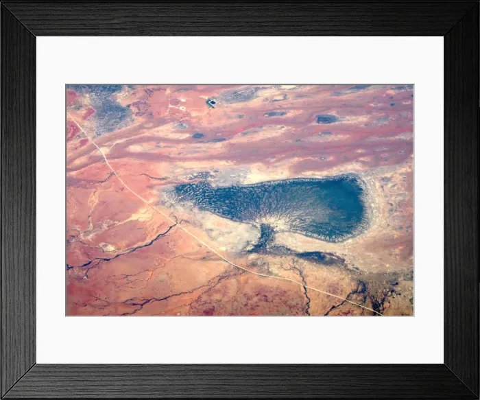 Framed Print : Small dams and a dried-up lake can be seen next to a dirt road in outback Queensland Framed Print : Small dams and a dried-up lake can be seen next to a dirt road in outback Queensland