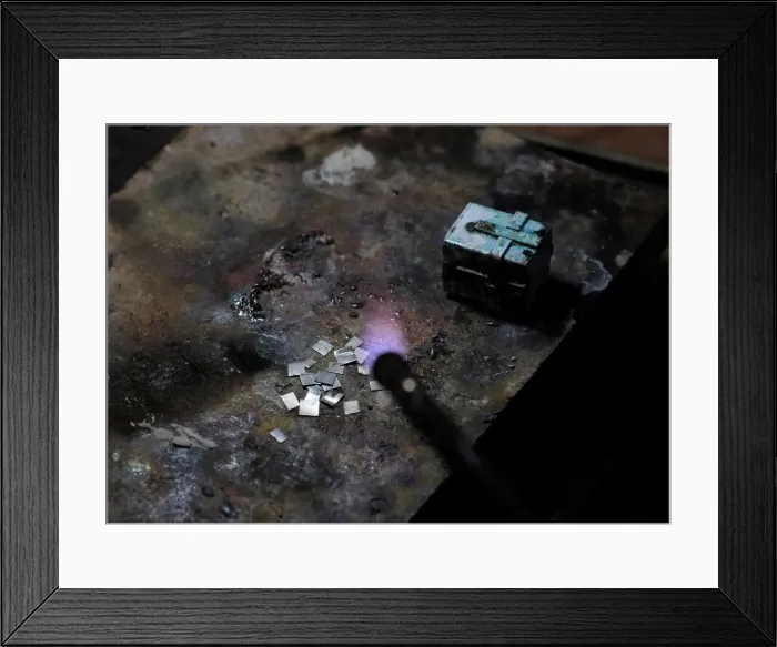 Framed Print : A worktable is seen at the Villa Imperial de Potosi jewellers workshop in La Paz