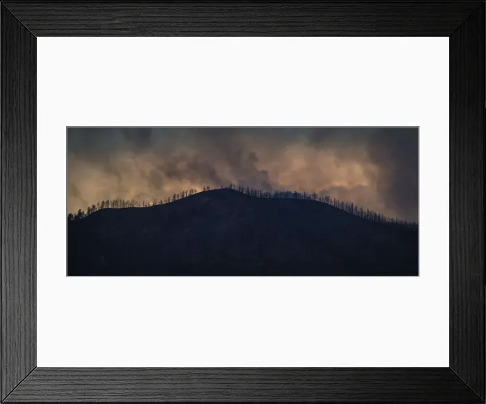 Framed Print : Plumes of smoke from the Waldo Canyon Fire rises above trees in Colorado Springs