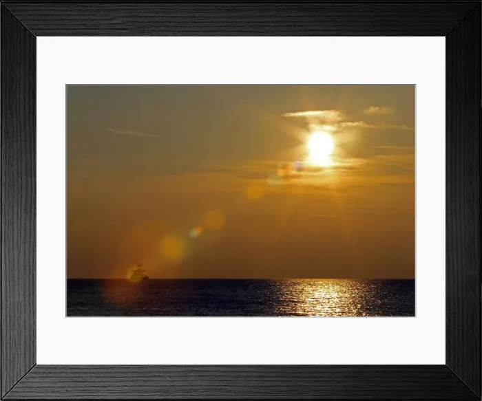 Framed Print : A sunset view of an offshore floating oil platform along the Tirreno sea coast in front Framed Print : A sunset view of an offshore floating oil platform along the Tirreno sea coast in front