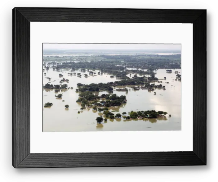 Framed Print : An aerial view of a flooded village on the outskirts of Allahabad Framed Print : An aerial view of a flooded village on the outskirts of Allahabad