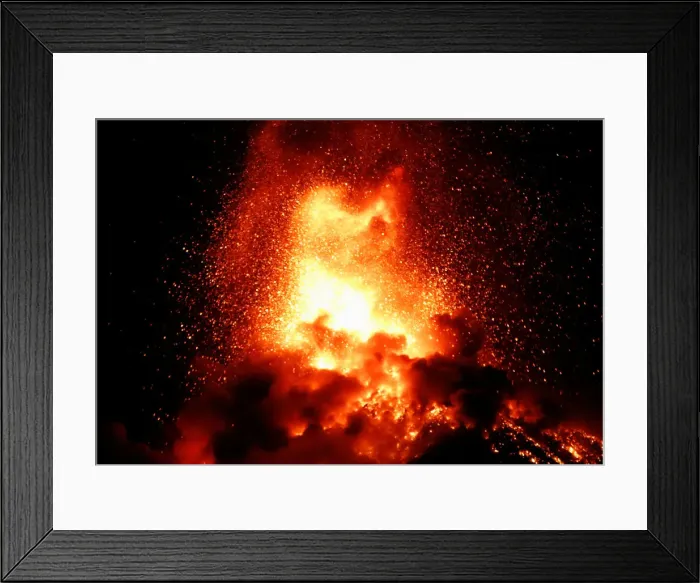Framed Print : A general view shows Fuego volcano (Volcano of Fire) erupting as seen from San Juan