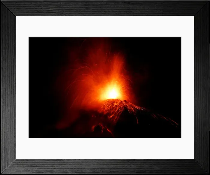 Framed Print : A general view shows Fuego volcano (Volcano of Fire) erupting as seen from San Juan Framed Print : A general view shows Fuego volcano (Volcano of Fire) erupting as seen from San Juan