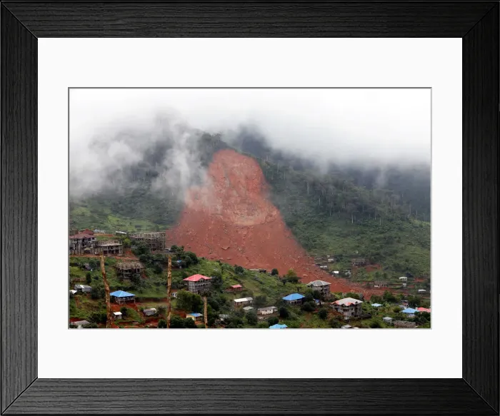 Framed Print : A general view of the mudslide at the mountain town of Regent Framed Print : A general view of the mudslide at the mountain town of Regent