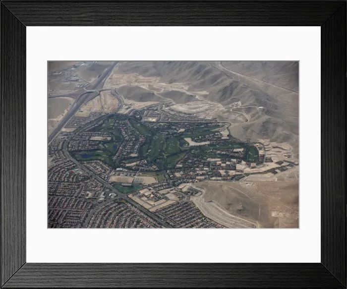 Framed Print : A golf course is seen next to desert in Las Vegas Framed Print : A golf course is seen next to desert in Las Vegas