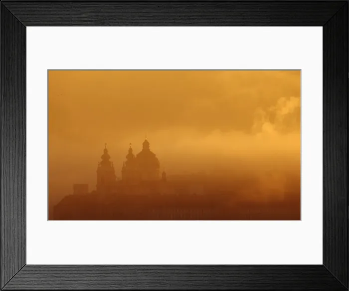 Framed Print : Melk Abbey is pictured through mist in the morning sun in Melk Framed Print : Melk Abbey is pictured through mist in the morning sun in Melk
