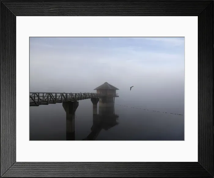 Framed Print : Morning mist sits over the Cropston Reservoir in Britain Framed Print : Morning mist sits over the Cropston Reservoir in Britain