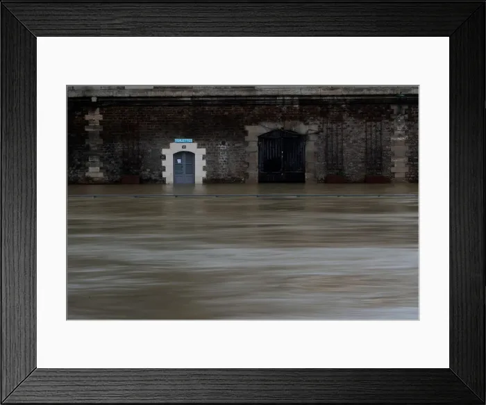 Framed Print : A view shows the flooded banks of the Seine River after days of rainy weather in Paris