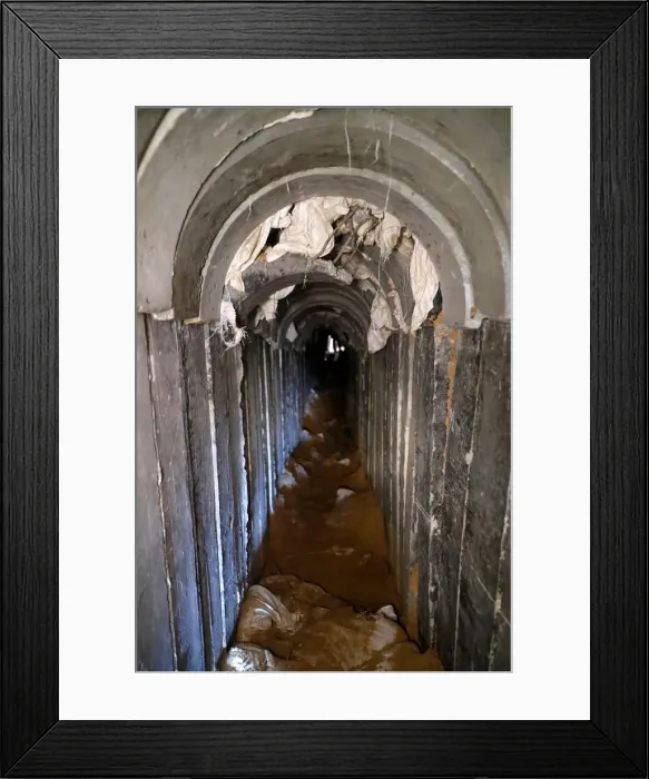 Framed Print : A general view shows the interiors of what the Israeli military say is a cross-border Framed Print : A general view shows the interiors of what the Israeli military say is a cross-border