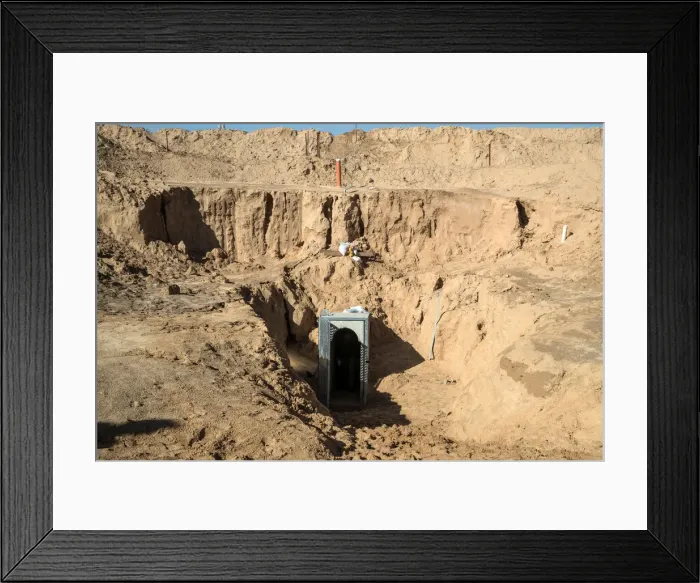 Framed Print : An entrance to what the Israeli military say is a cross-border attack tunnel dug Framed Print : An entrance to what the Israeli military say is a cross-border attack tunnel dug
