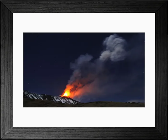 Framed Print : Italys Mount Etna erupts on the southern island of Sicily
