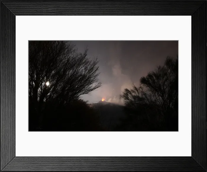 Framed Print : Mount Etna spews volcanic ash during an eruption on the southern Italian island of Sicily