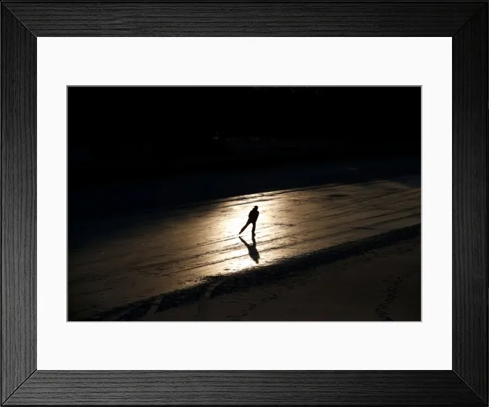 Framed Print : Person skates on the Rideau Canal in Ottawa Framed Print : Person skates on the Rideau Canal in Ottawa