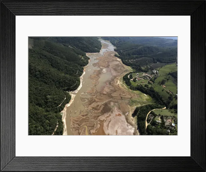 Framed Print : Aerial view of the Atibainha dam, part of the Cantareira reservoir Framed Print : Aerial view of the Atibainha dam, part of the Cantareira reservoir