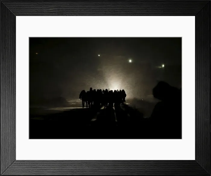 Framed Print : Migrants walk along a road after crossing the border from Macedonia, at Miratovac, Serbia Framed Print : Migrants walk along a road after crossing the border from Macedonia, at Miratovac, Serbia