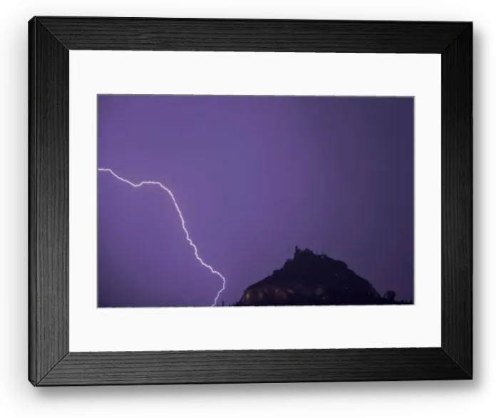 Framed Print : Lightning strikes over Lycabettus hill in Athens