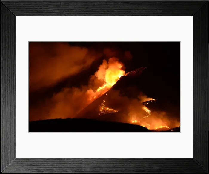 Framed Print : Silver Fire lights up night near Banning Framed Print : Silver Fire lights up night near Banning
