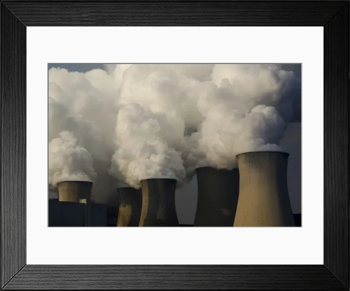 Framed Print : Coal power plants are pictured in the western town of Neurath Framed Print : Coal power plants are pictured in the western town of Neurath