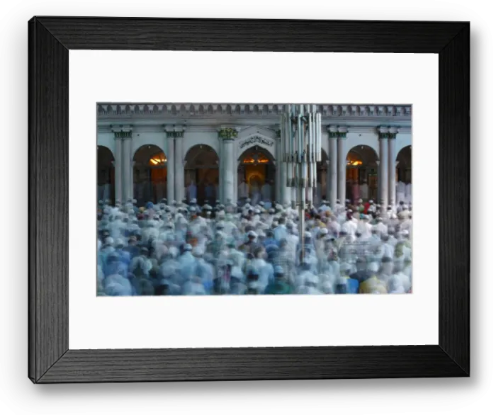 Framed Print : Nepalese Muslims attend Eid al-Fitr mass prayers at Kashmiri Takiya Jame mosque in