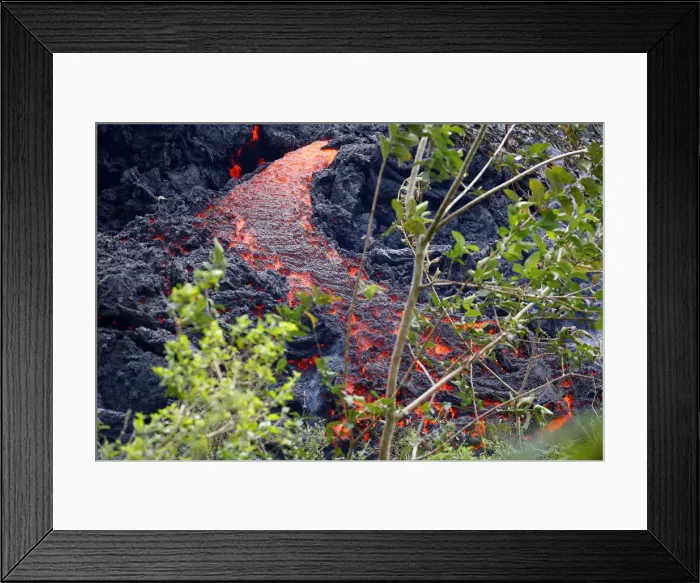 Framed Print : Lava erupts from a fissure east of the Leilani Estates subdivision during ongoing