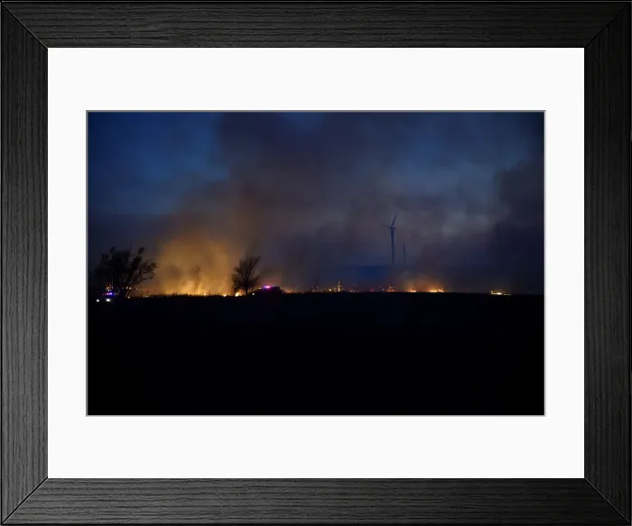 Framed Print : Firefighters struggle to fight the Rhea fire into the night near Seiling Framed Print : Firefighters struggle to fight the Rhea fire into the night near Seiling