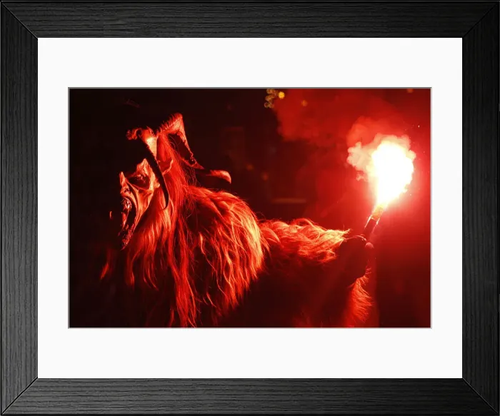 Framed Print : A participant of Perchtenlauf performs in Gresten Framed Print : A participant of Perchtenlauf performs in Gresten