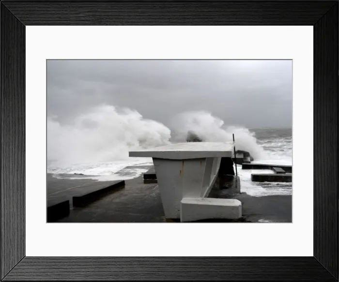 Framed Print : Large waves break over the Forty Foot diving area as Storm Emma makes landfall in Dublin Framed Print : Large waves break over the Forty Foot diving area as Storm Emma makes landfall in Dublin