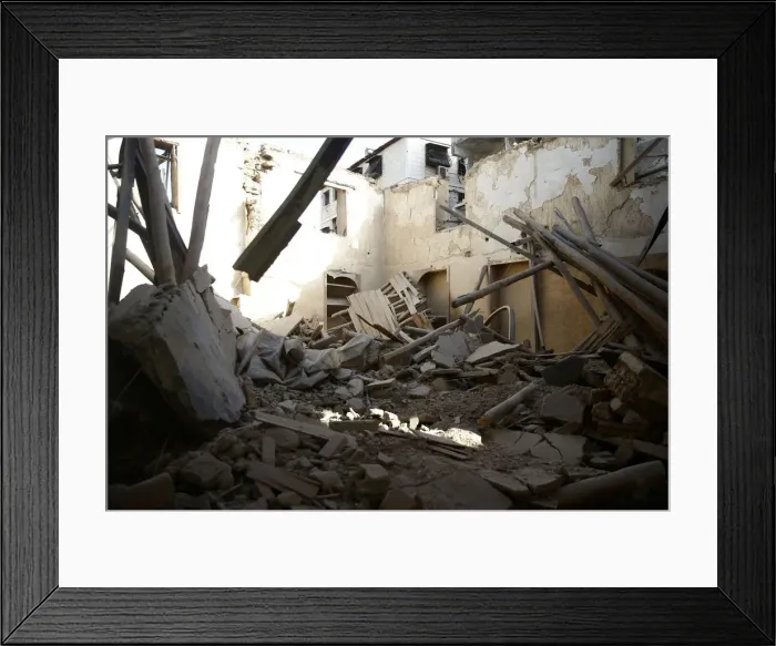 Framed Print : A damaged mosque is seen in the besieged town of Douma in eastern Ghouta in Damascus Framed Print : A damaged mosque is seen in the besieged town of Douma in eastern Ghouta in Damascus