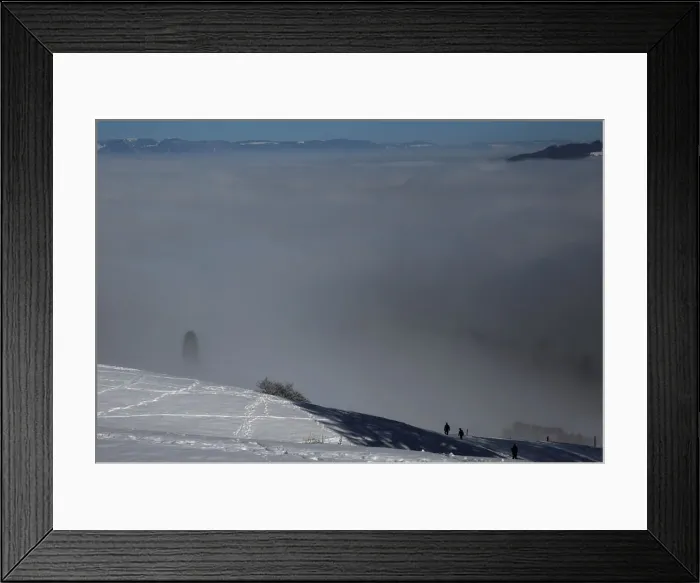 Framed Print : People walk above the fog near Bern Framed Print : People walk above the fog near Bern
