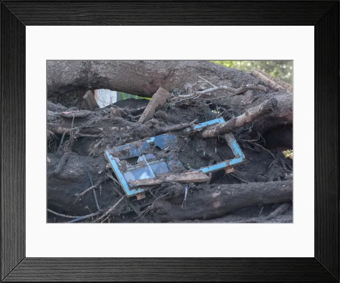 Framed Print : Damaged property is seen after a mudslide in Montecito Framed Print : Damaged property is seen after a mudslide in Montecito