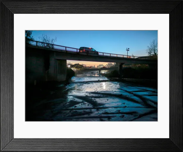 Framed Print : The 101 Highway is seen closed on both sides in Montecito Framed Print : The 101 Highway is seen closed on both sides in Montecito