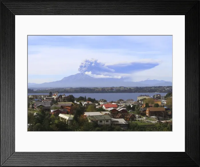 Framed Print : General view of Calbuco volcano spewing ash and smoke is seen from Puerto Varas