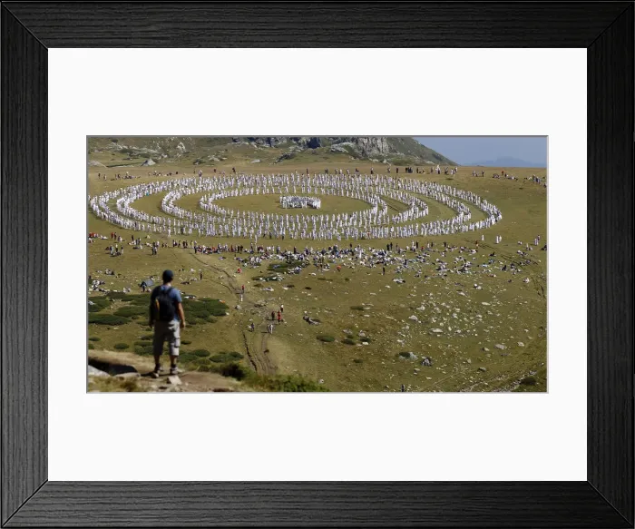 Framed Print : Members of an international religious movement called the White Brotherhood perform a Framed Print : Members of an international religious movement called the White Brotherhood perform a