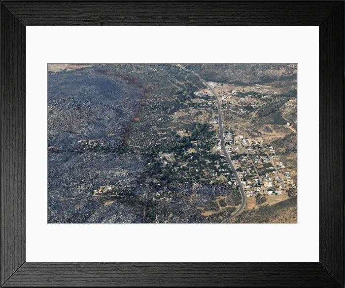 Framed Print : An aerial view of a strip of fire retardant near Yarnell, Arizona Framed Print : An aerial view of a strip of fire retardant near Yarnell, Arizona
