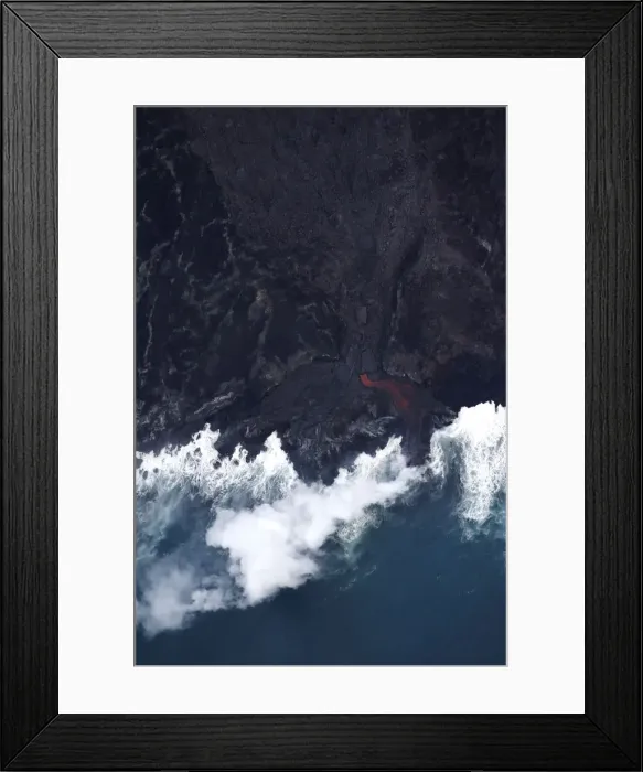 Framed Print : Lava pours into the ocean after crossing Highway 137 near Kapoho, Hawaii Framed Print : Lava pours into the ocean after crossing Highway 137 near Kapoho, Hawaii