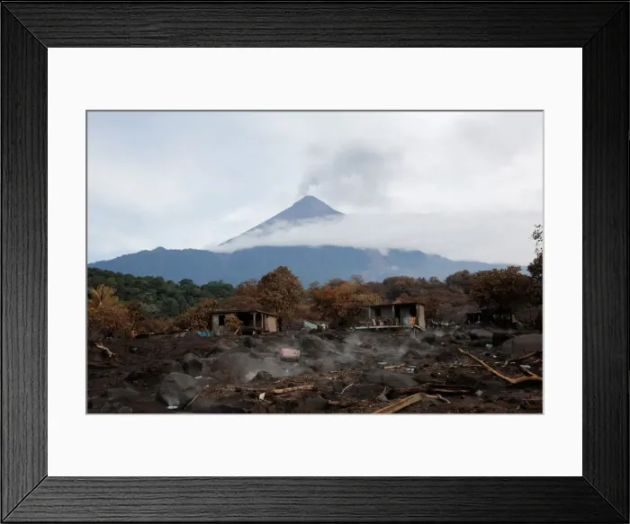 Framed Print : An area affected by the Fuego volcano is seen from San Miguel Los Lotes Framed Print : An area affected by the Fuego volcano is seen from San Miguel Los Lotes