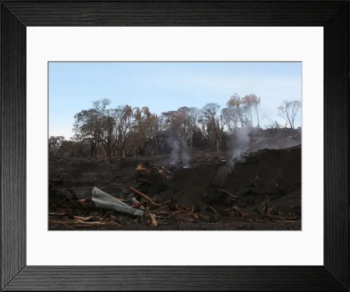 Framed Print : An area affected by a lahar from Fuego volcano is seen in El Rodeo Framed Print : An area affected by a lahar from Fuego volcano is seen in El Rodeo