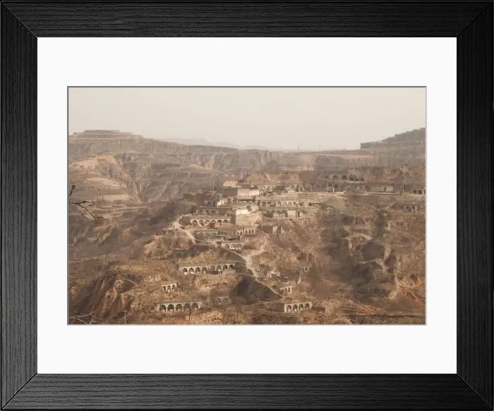 Framed Print : A mountain village with subterranean houses is pictured in Lin county Framed Print : A mountain village with subterranean houses is pictured in Lin county