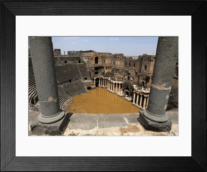 Framed Print : The 2nd century Roman amphitheatre is flooded following heavy rain in the historic Framed Print : The 2nd century Roman amphitheatre is flooded following heavy rain in the historic