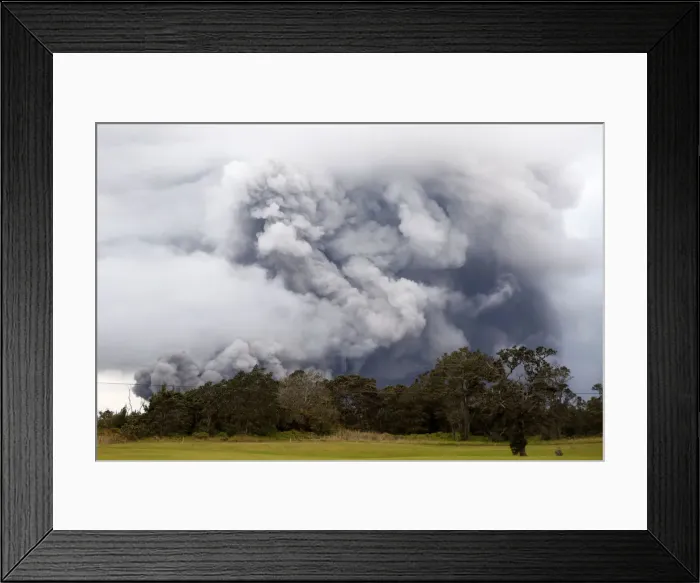 Framed Print : Ash erupts from the Halemaumau crater near the community of Volcano