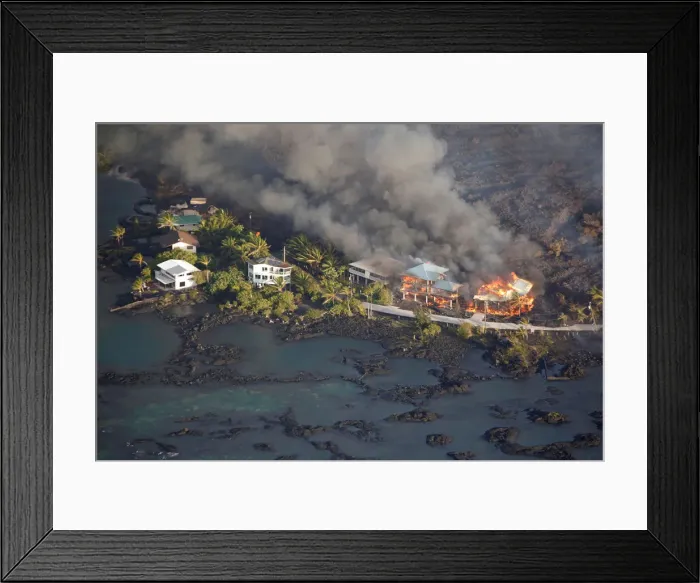 Framed Print : Lava destroys homes in the Kapoho area, east of Pahoa Framed Print : Lava destroys homes in the Kapoho area, east of Pahoa