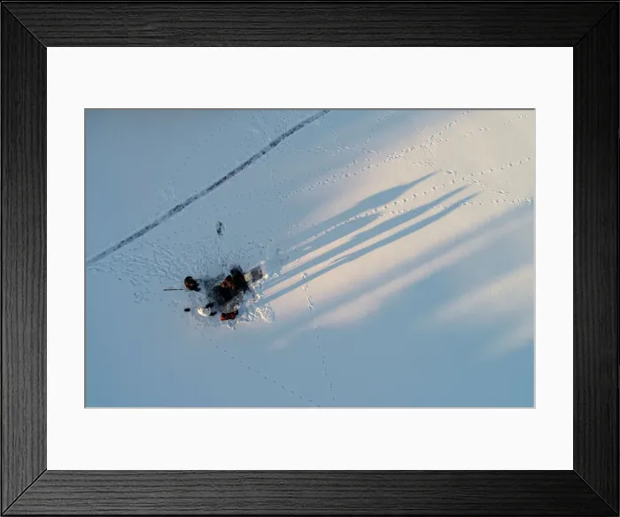 Framed Print : An aerial view shows men making a cross-shaped ice hole on the frozen Yenisei River Framed Print : An aerial view shows men making a cross-shaped ice hole on the frozen Yenisei River